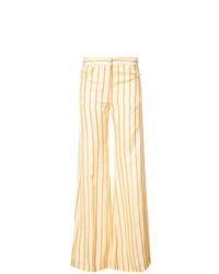 Pantalon large à rayures verticales jaune Sonia Rykiel