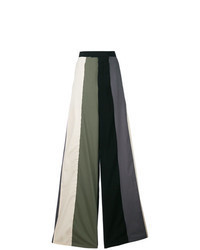 Pantalon large à rayures verticales multicolore