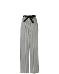 Pantalon large à rayures verticales noir et blanc