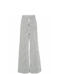 Pantalon large à rayures verticales noir et blanc Self-Portrait