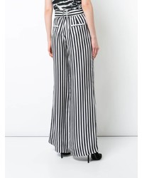 Pantalon large à rayures verticales noir et blanc RtA