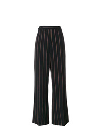 Pantalon large à rayures verticales noir Chloé