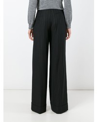 Pantalon large à rayures verticales noir Etro