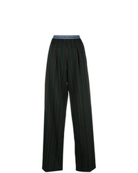 Pantalon large à rayures verticales noir Marco De Vincenzo