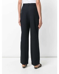 Pantalon large à rayures verticales noir Versace Vintage