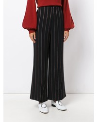 Pantalon large à rayures verticales noir Chloé