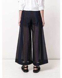 Pantalon large à rayures verticales noir Sacai
