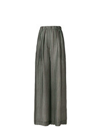 Pantalon large à rayures verticales olive