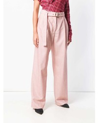 Pantalon large à rayures verticales rose Sies Marjan