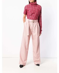 Pantalon large à rayures verticales rose Sies Marjan