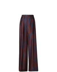 Pantalon large à rayures verticales rouge et bleu marine