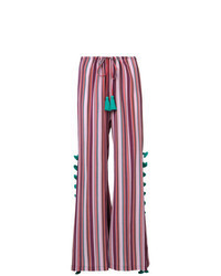 Pantalon large à rayures verticales rouge