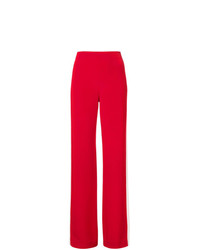 Pantalon large à rayures verticales rouge Adam Lippes