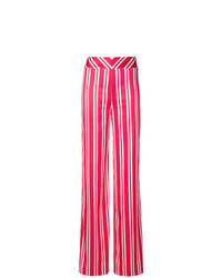 Pantalon large à rayures verticales rouge Rouge Margaux
