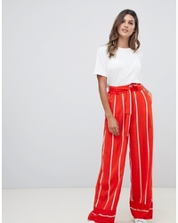 Pantalon large à rayures verticales rouge Y.a.s