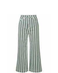 Pantalon large à rayures verticales vert Alexa Chung