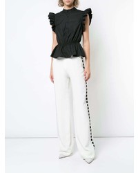 Pantalon large blanc et noir Adam Lippes