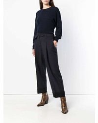 Pantalon large bleu marine Maison Flaneur