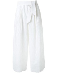 Pantalon large brodé blanc Megan Park
