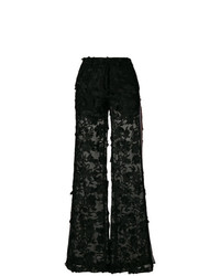 Pantalon large brodé noir Ainea