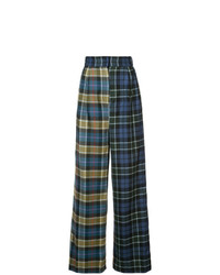 Pantalon large écossais bleu marine Tibi