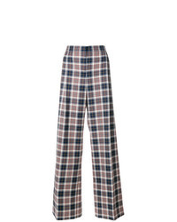 Pantalon large écossais multicolore