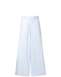 Pantalon large en cuir bleu clair