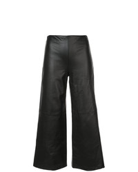 Pantalon large en cuir noir Adam Lippes