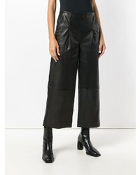 Pantalon large en cuir noir Chalayan