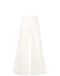 Pantalon large en denim blanc Ganni
