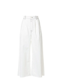 Pantalon large en denim blanc MM6 MAISON MARGIELA
