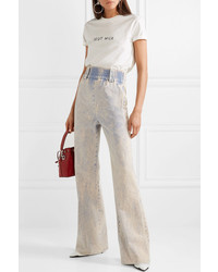 Pantalon large en denim bleu clair Miu Miu