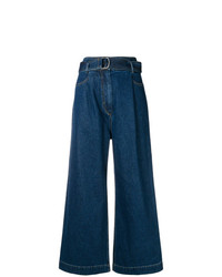 Pantalon large en denim bleu marine Christian Wijnants