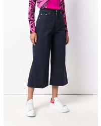 Pantalon large en denim bleu marine MSGM