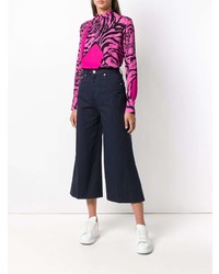 Pantalon large en denim bleu marine MSGM