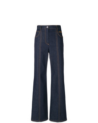 Pantalon large en denim bleu marine MSGM