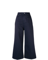 Pantalon large en denim bleu marine MSGM