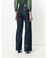 Pantalon large en denim bleu marine MSGM