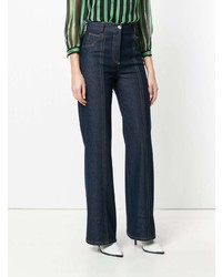 Pantalon large en denim bleu marine MSGM