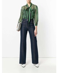 Pantalon large en denim bleu marine MSGM