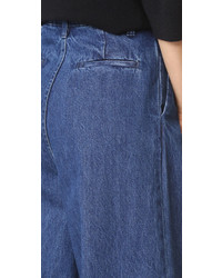 Pantalon large en denim bleu marine Edit
