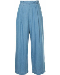 Pantalon large en denim bleu
