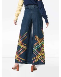 Pantalon large en denim imprimé bleu marine All Things Mochi