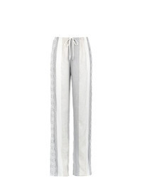 Pantalon large en dentelle à rayures verticales gris