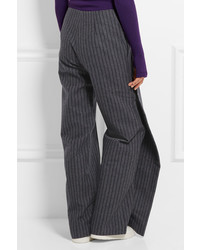 Pantalon large en laine à rayures verticales gris foncé Jacquemus