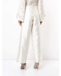 Pantalon large en laine blanc Bambah