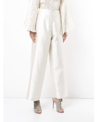 Pantalon large en laine blanc Bambah