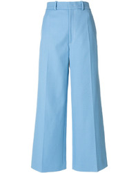 Pantalon large en laine bleu clair