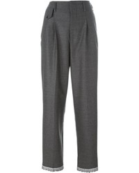 Pantalon large en laine gris foncé