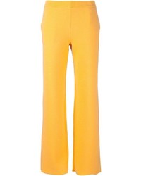 Pantalon large en laine jaune